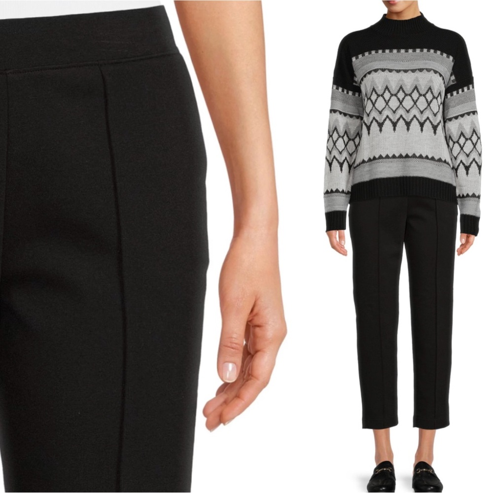 Boston Proper Ponte Pintuck Crop Pants in Black
